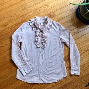 J. Crew Ruffled Collar Button Down Blouse